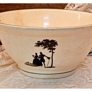 Vintage Harker Pottery Hotoven Silhouette Mixing Bowl 10 Inch Colonial Garden